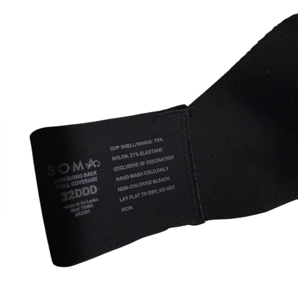 SOMA vanishing back 32DDD Black Seamless edge Bra underwire Curvy smoothing bust - Picture 7 of 8
